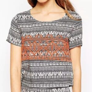 Lush by Anthropologie geometric tribal design crop top women’s size Large